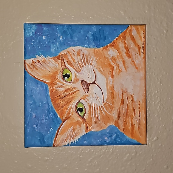 Original Art Acrylic On Canvas Cute Kitty Painting - Picture 8 of 8